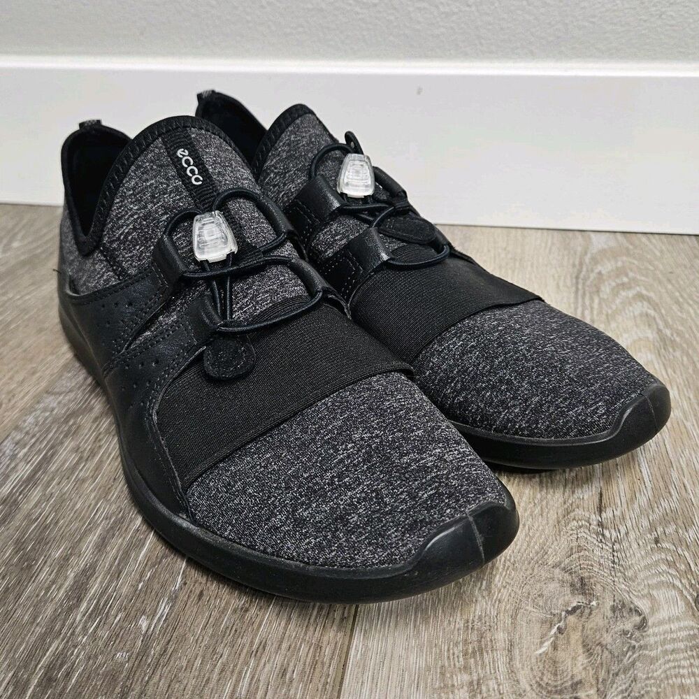 ECCO Sense Elastic Toggle Slip On Sneakers Shoes Black Gray Women's 9.5 EU 41